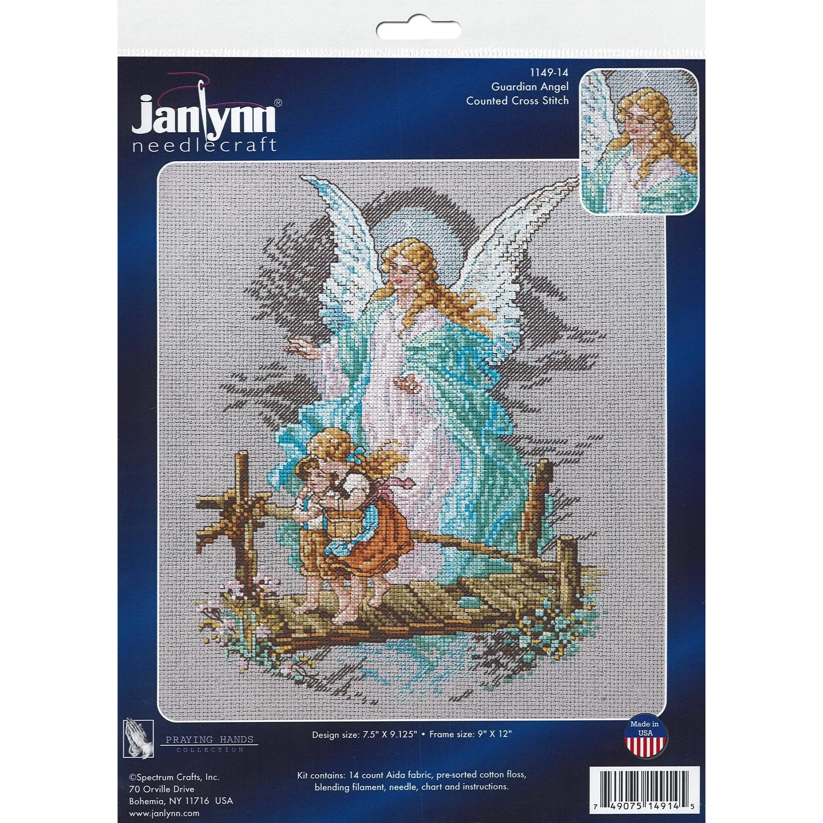 Designs for the Needle &#034;Guardian Angel&#034; Counted Cross Stitch Kit #114914 7.5x9