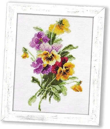 Cross Stitch Embroidery Kit &#039;Pansies&#039;