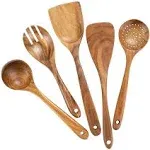 Wood Utensils Set for Cooking, Teak Wooden Utensils Set Wood Spatula for Nons...