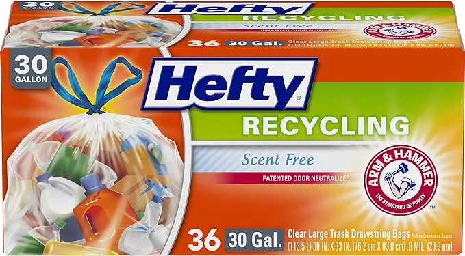 Hefty Recycling Trash Bags, Clear, 13 Gallon, 80 Count