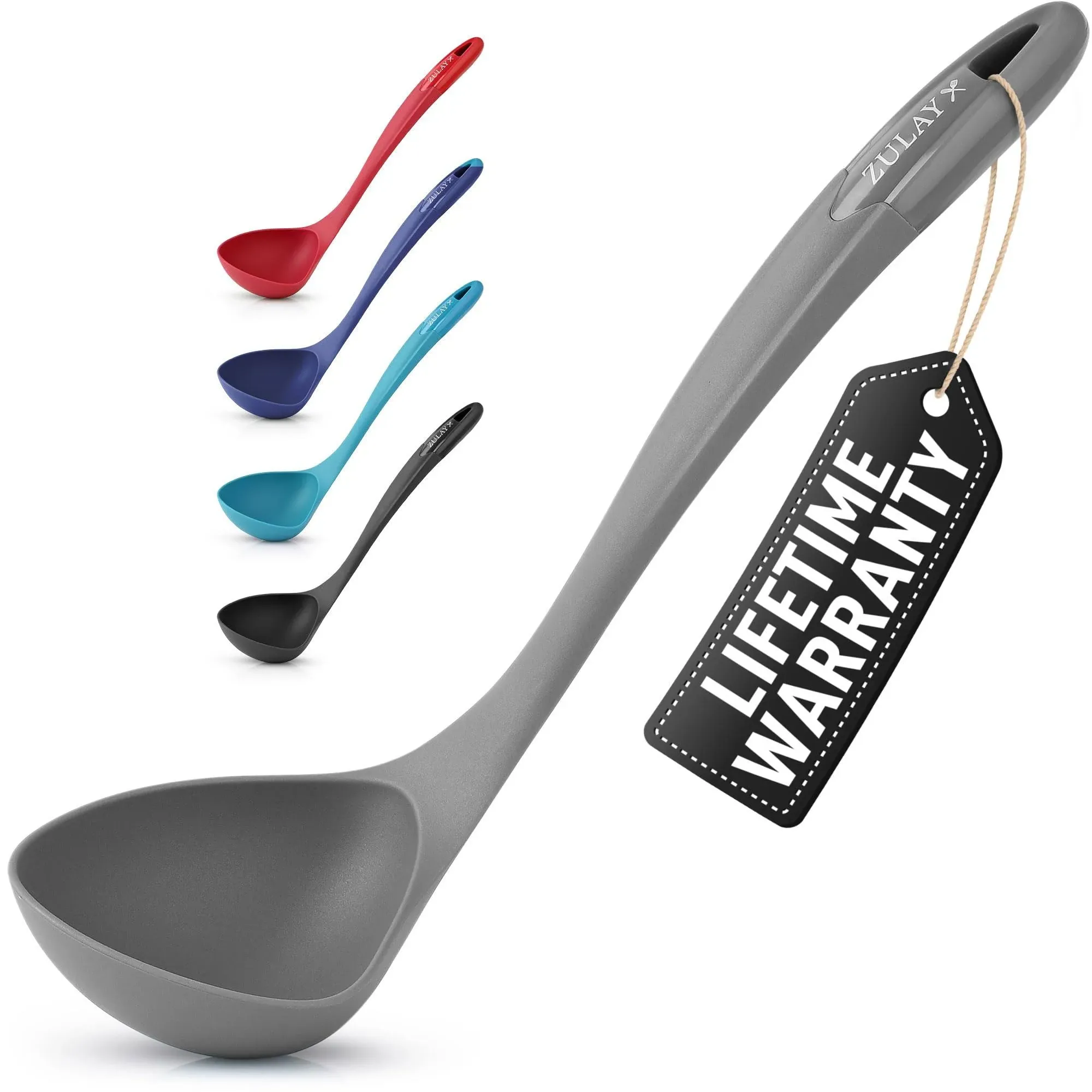 Zulay Soup Ladle Spoon with Comfortable Grip - Cooking and Serving Spoon for ...