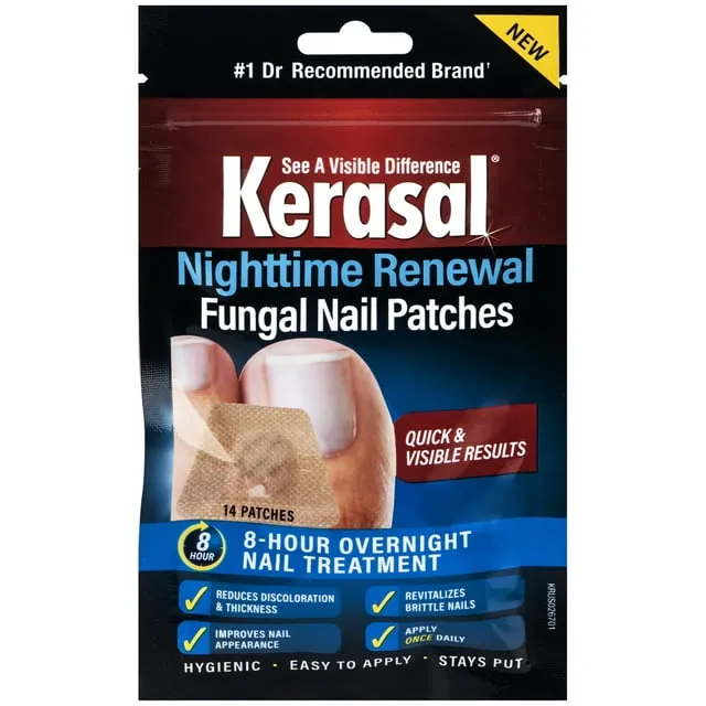 Kerasal Nighttime Renewal Fungal Nail Patches - 14 Patch - Overnight Nail Repair for Nail Fungus Damage, 8-Hour Nail Treatment Restores Healthy Appearance