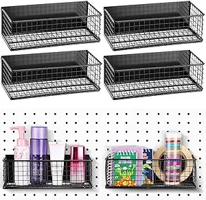  4 Pcs Pegboard Organizer Accessories 2 Sizes Magnetic Large, Small Black