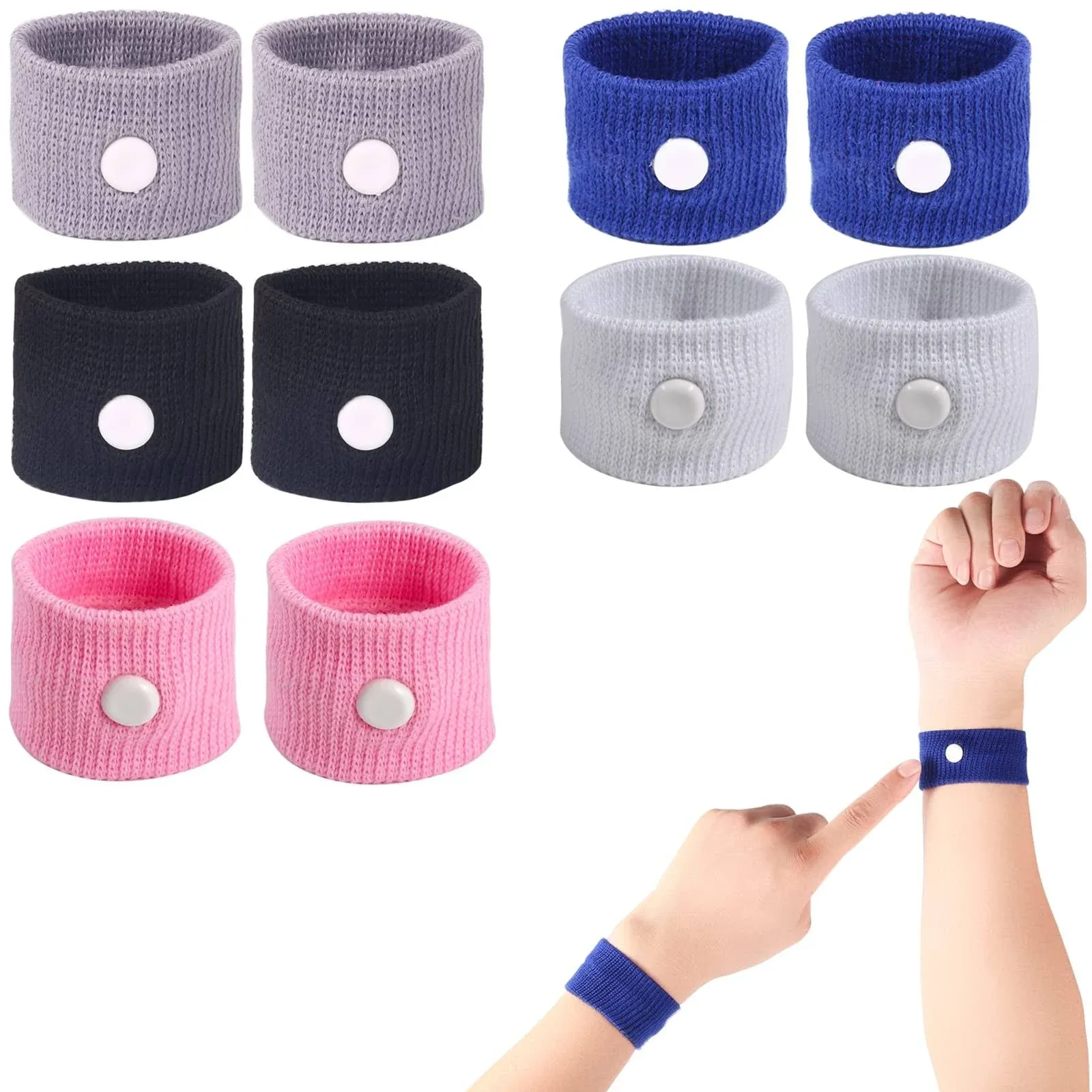 LYJEE 5 Pairs Motion Sickness Bands, Nausea Wristbands for Car Sickness, Relief Wristbans for Mornig Sea Flying Travel