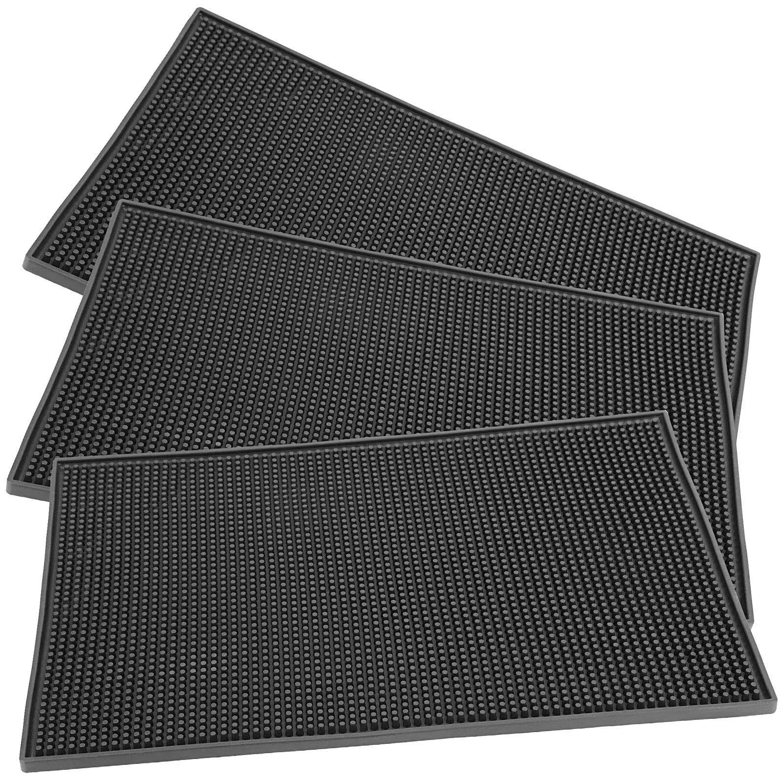 3 Pcs 12 X 18 Inch Bar Service Mat Black Pvc Heavy Duty Barber Spill Mats Nonsli