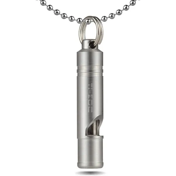 TI-EDC Titanium Emergency Whistle, Loud Portable Keychain Necklace Whistle for Emergency Survival, Life Saving, Hiking, Camping, and Pet Training