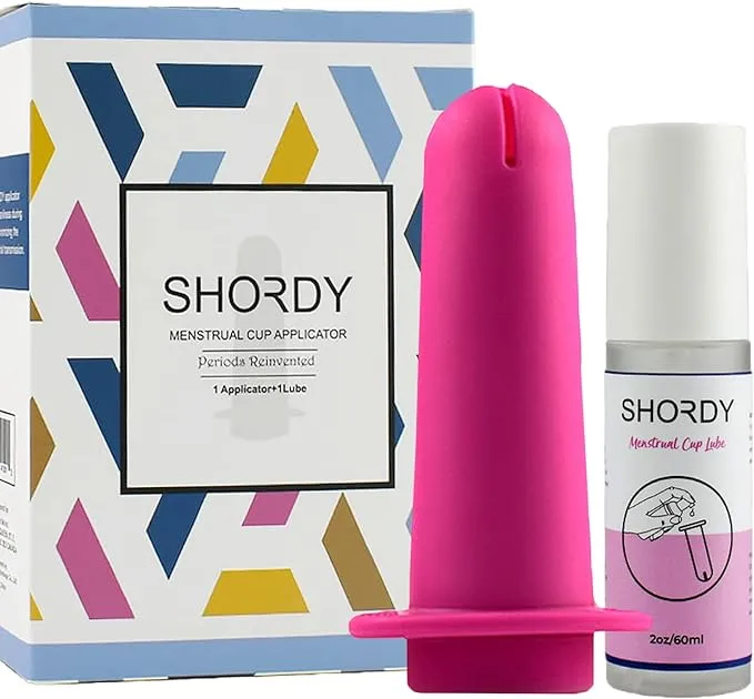 SHORDY Applicator Tool for Menstrual Cups for Easy Insertion with Lube Gel, Reusable Period Cup Applicator Set Copa Menstrual Compact Kit for Women, Easy to Use & Eco Friendly, Works with Most Cups