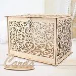 Funyear DIY Rustic Wedding Card Box with Lock, Wooden Gift Card Box Holder Graduation Card Box Money Box for Wedding Reception Deco, Baby Showers, Birthday Party Decorations