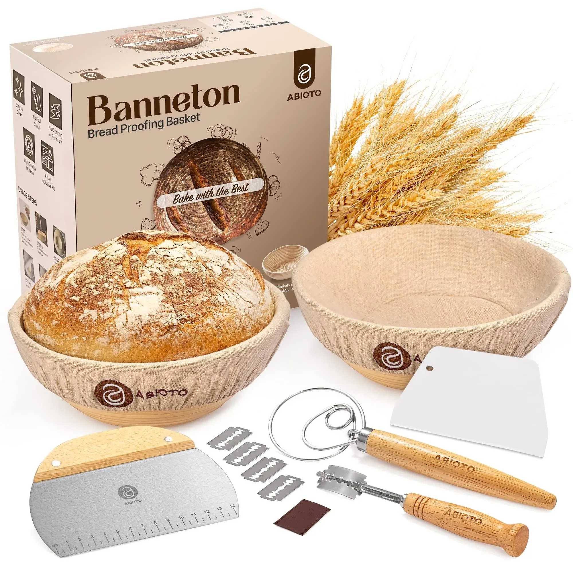 Sourdough Bread Proofing Baskets and Baking Supplies, A Complete Bread Making Kit ...