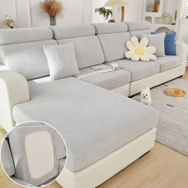 2023 Universal Stretch Sofa Cover, Couch Cushion Slipcovers Anti-Slip L Shape Sectional Sofa Covers, Chaise Lounge Sofa Slipcover (Light Gray, Chaise Cover)