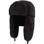 Adults Winter Cozy Plush Ushanka Russian Hat Windproof Full Hood One Size Black