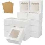 Colovis 30 Pcs White Bakery Boxes with Window 6 x 6 x 3 Inches White Paperboard Treat Boxes for Cookies Pastry Cookies Strawberries Macarons