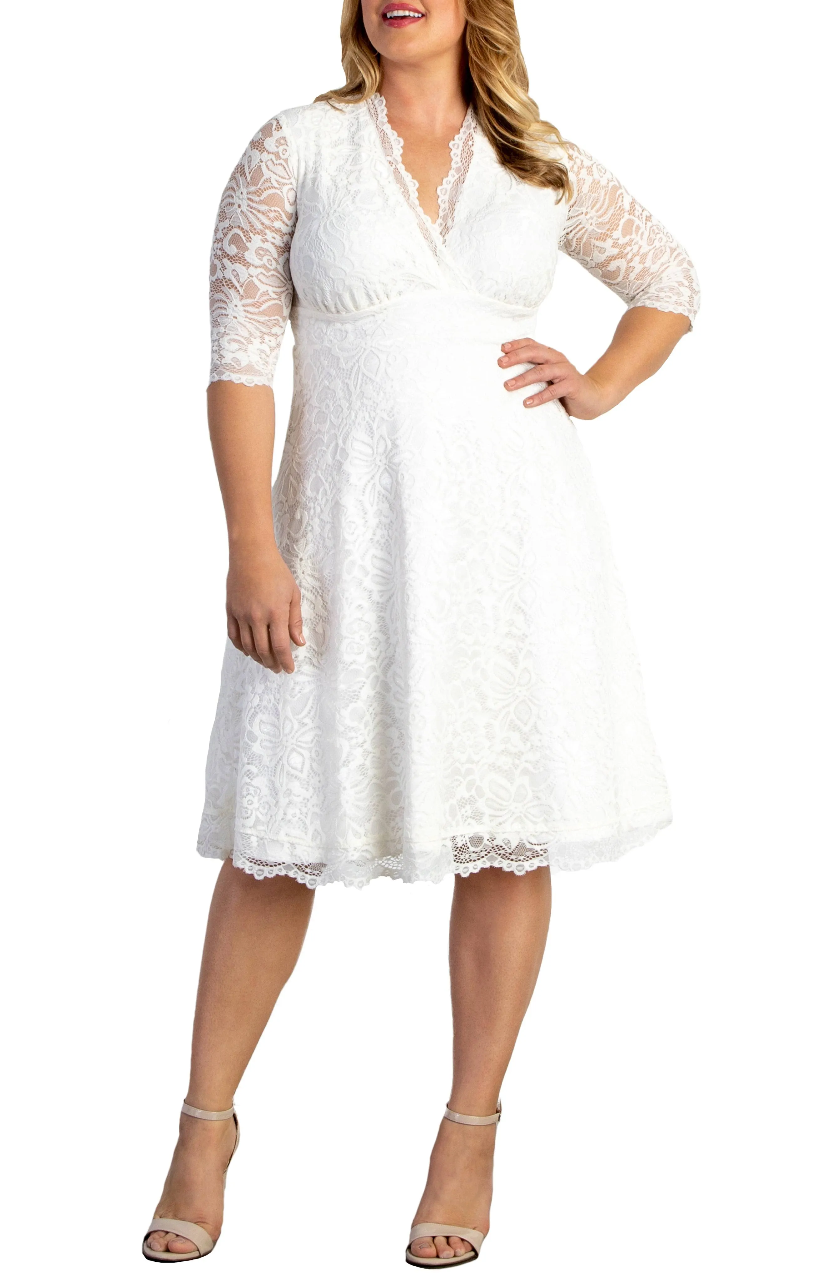 Kiyonna Bella Lace Dress - Plus Ivory / 4X