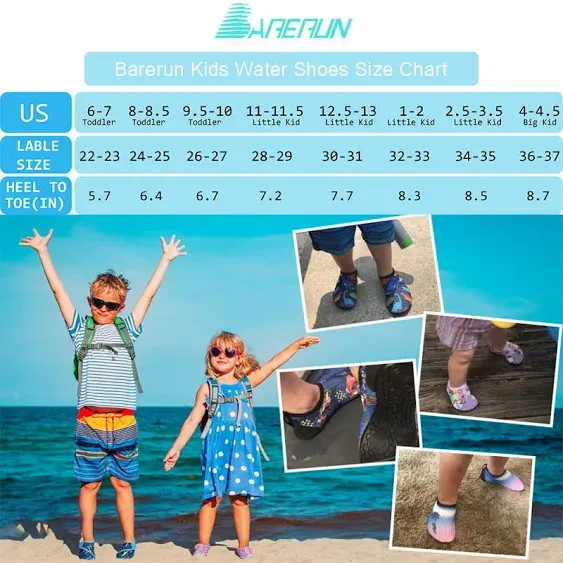 Racqua Boys Girls Swim Shoes Kids Beach Surf Water Shoes Aqua Sports Shoes Barefoot Quick-Dry Aqua Yoga Socks Toddler Pool Shoes