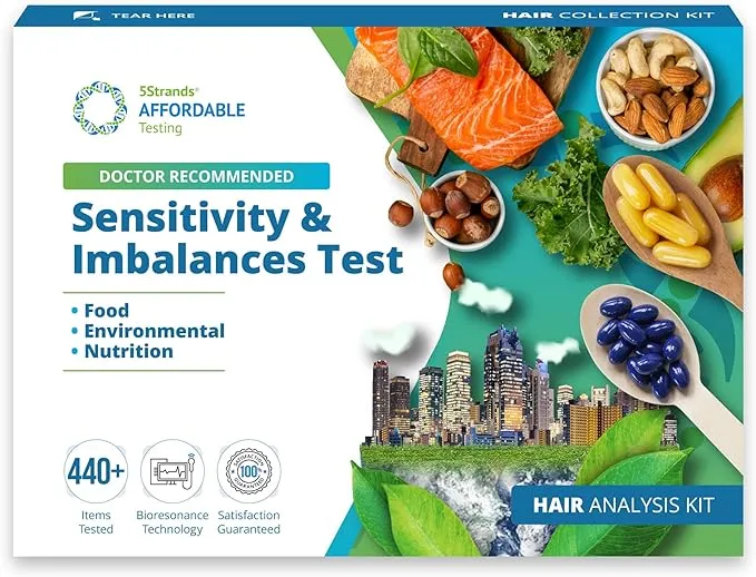 5Strands Intolerance & Deficiency Test, 444 Items Tested, Includes 3 Tests, Food Intolerance, Environment Sensitivity, Nutrition Imbalance, at Home Health Collection Kit, Results in 7 Days
