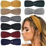 Huachi Headbands for Women Twist Knotted Women Head Bands Boho Stretchy Hair Bands Non Slip for Girls Criss Cross Turban Plain Headwrap Yoga Workout