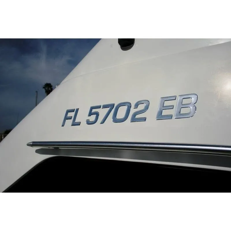 Boat & Jetski Registration Numbers - Domed/raised Decal (16 Pcs) Plain Chrome ...