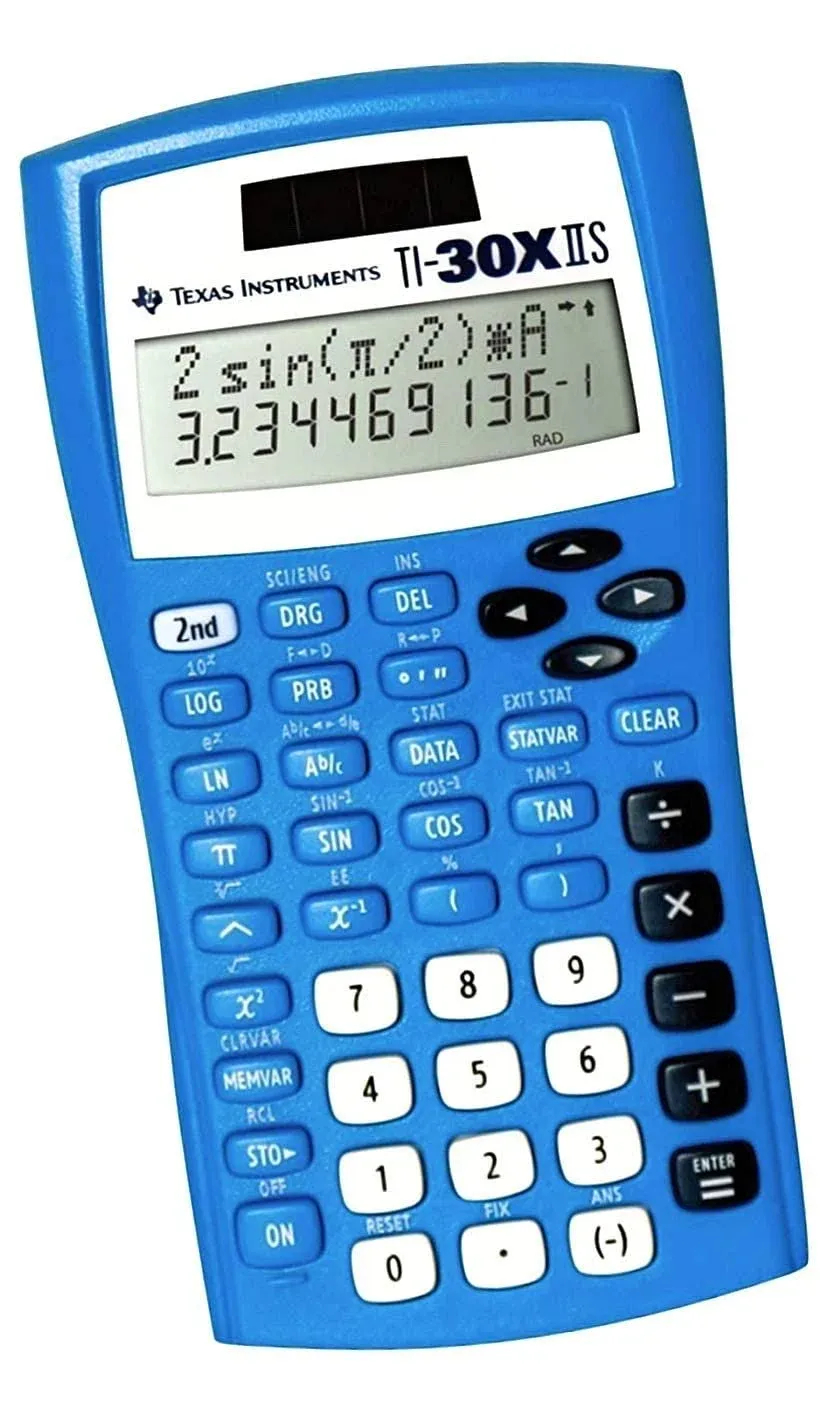 New Texas Instruments TI-30X IIS Scientific Calculator Blue solar batteries