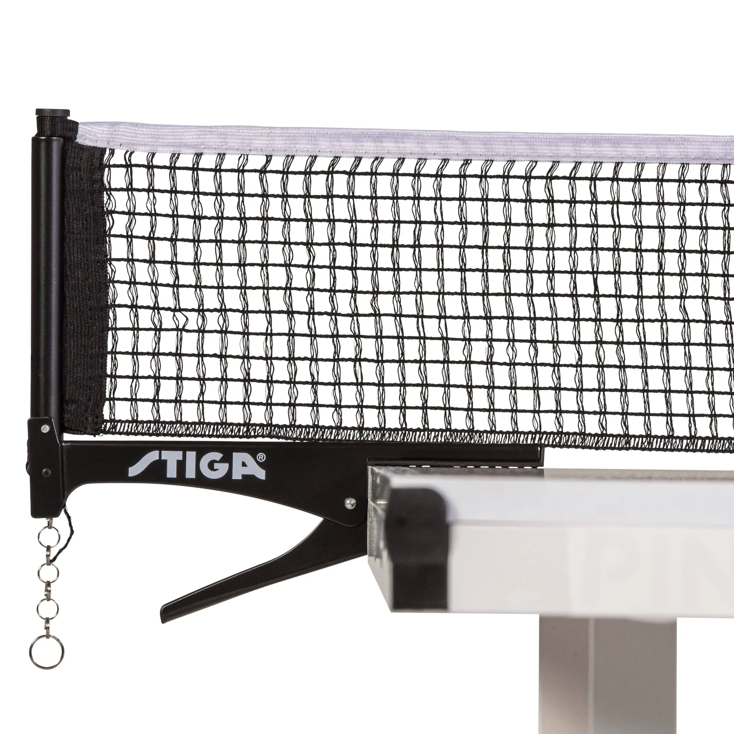 STIGA Premium Clipper 72” Regulation Table Tennis Net and Post Set with Easy Set Up and Spring Activated Clip, Black & white