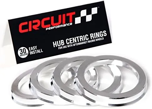 Circuit Performance 72.56mm OD to 64.1mm ID Silver Aluminum Hub Centric Rings