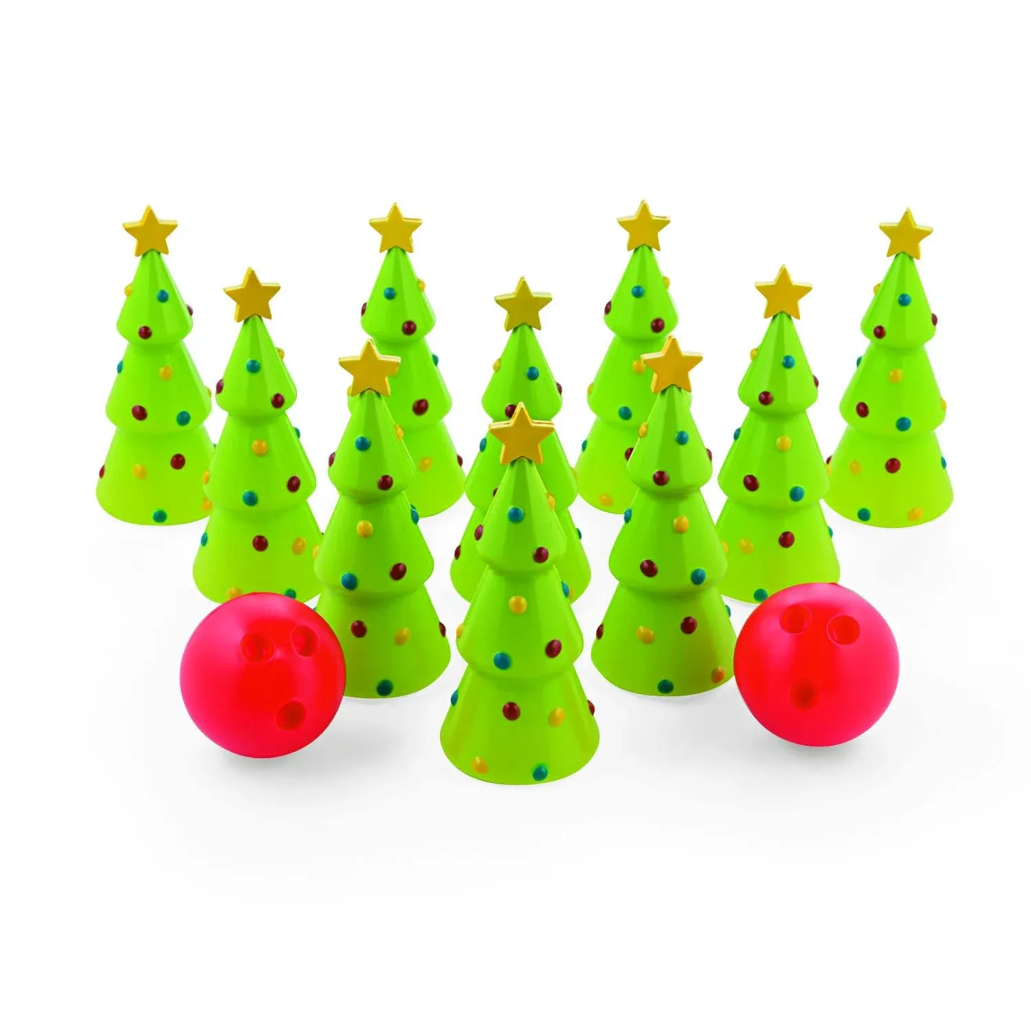 Fun Express Holiday Christmas Bowling Set (Comes with 10 pins and 2 Balls) Christmas Party Games