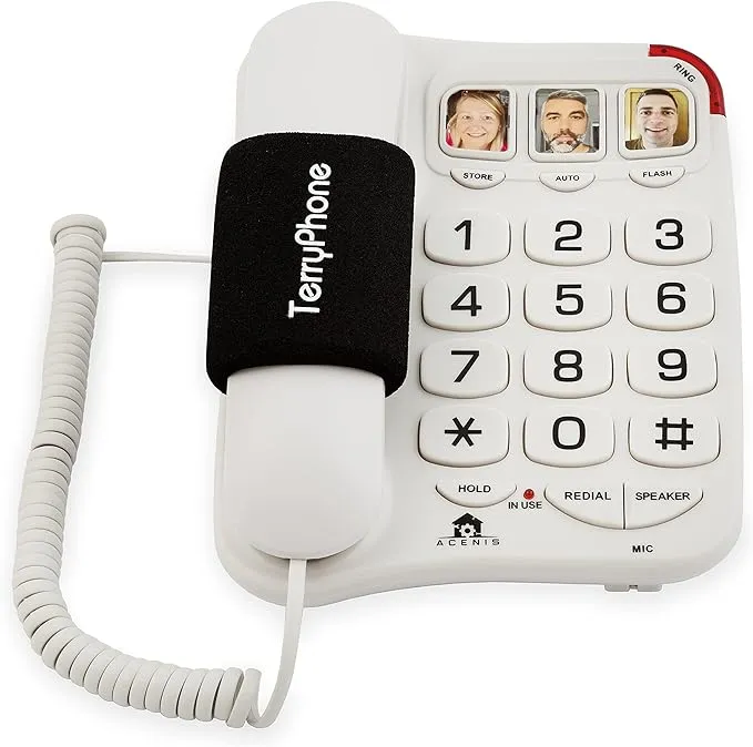 Big Button Phone for Seniors - Corded Landline Telephone - One-Touch Dialling for Visually Impaired - Amplified Ringer with Loud Speaker for Hearing Impaired, Ergonomic Non-Slip Grip