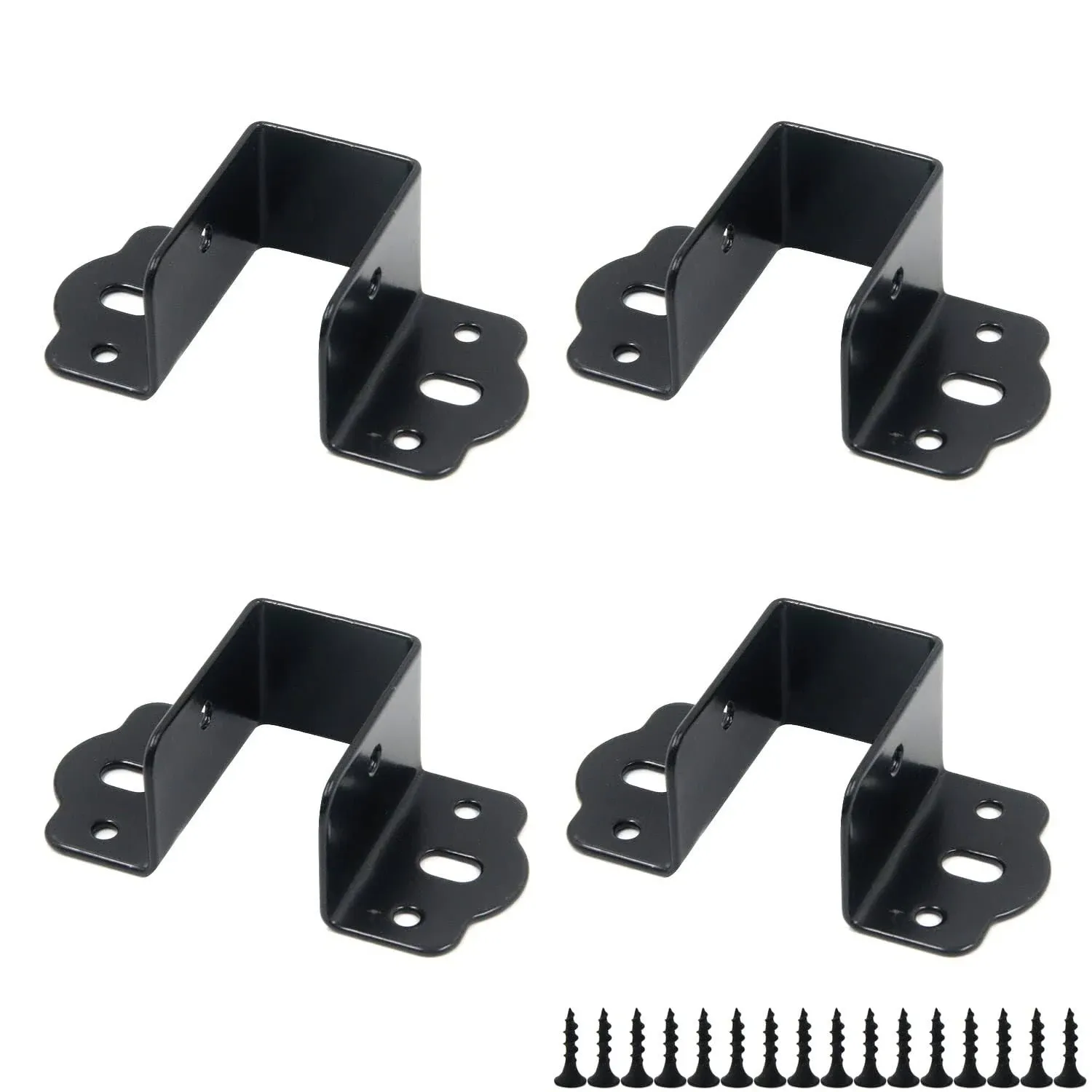 Coshar 4Pcs Heavy Duty Bed Rail Fittings Black Bed Frame Brackets Adapter U-Shape Bed Supporters Hardware for Bunk Bed Headboard, 3.62"x1.9"(L*W)