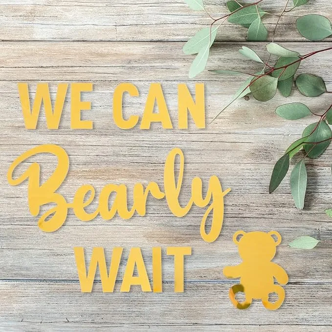 We Can Bearly Wait Baby Shower Decorations Baby Bear Sign Hanging Baby Sign  