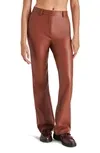 Mercer Straight Leg Faux Leather Pants In Brown