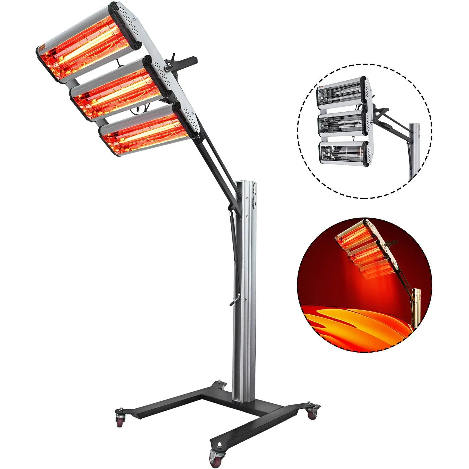 Bestauto 3000W Baking Infrared Paint Curing Lamp 110V Short Wave Infrared Heater 3KW Heating Light Spray Booth with Stand