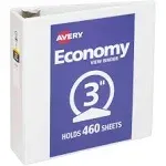 Avery Economy View Binder with Round Rings, 3" Capacity, White