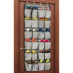 Unjumbly Over the Door Shoe Organizer, 24 Large Pockets, Sturdy 600D Oxford Fabric, Complete with 4 Strong Metal Over Door Hooks - Grey