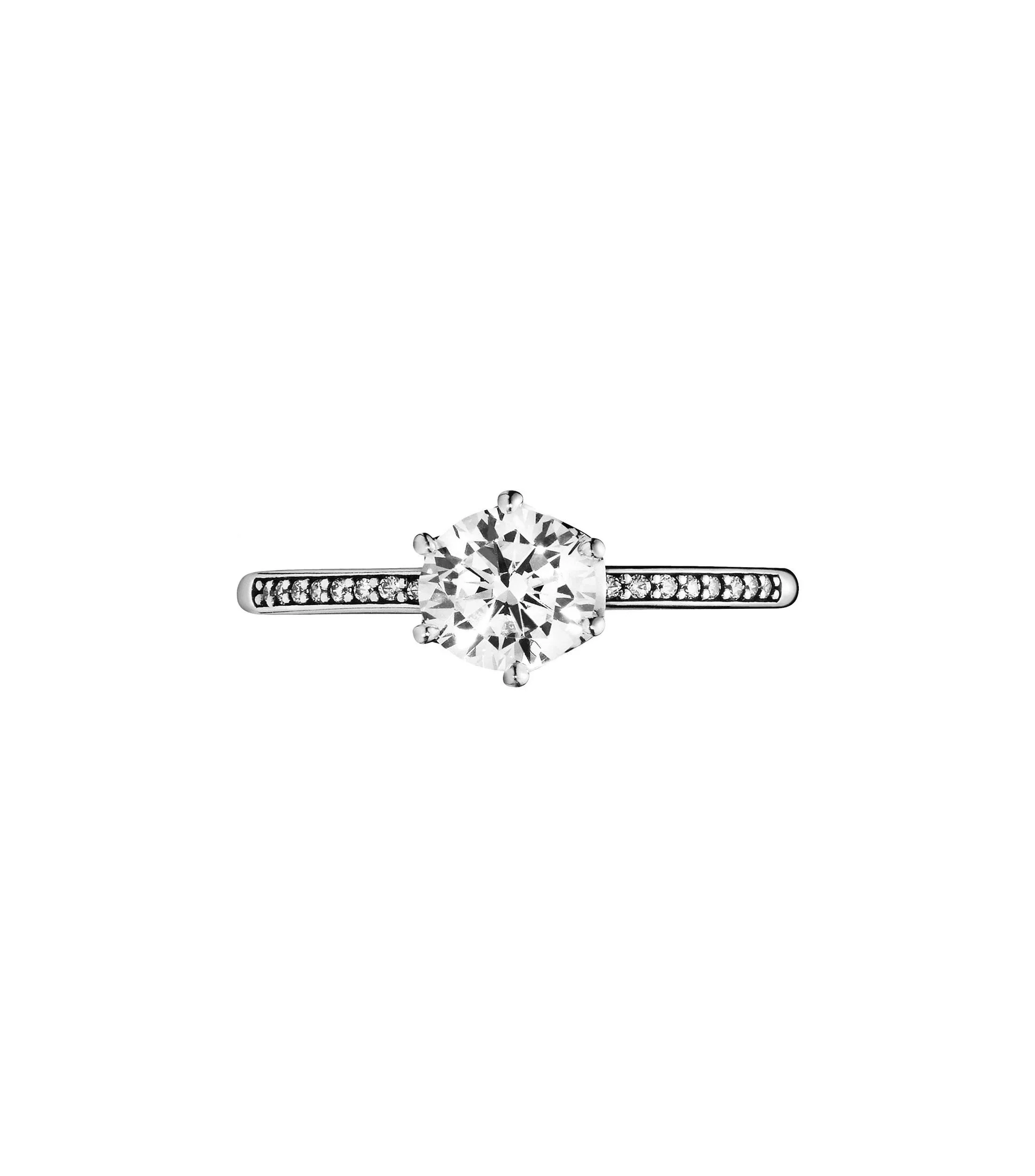 Pandora Sterling Silver Cubic Zirconia Clear Sparkling Crown Ring