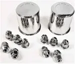 2 Trailer Lug & Cap Sets - Stainless Hub Cover & 5 SS Lugs 3.19" Center Bore