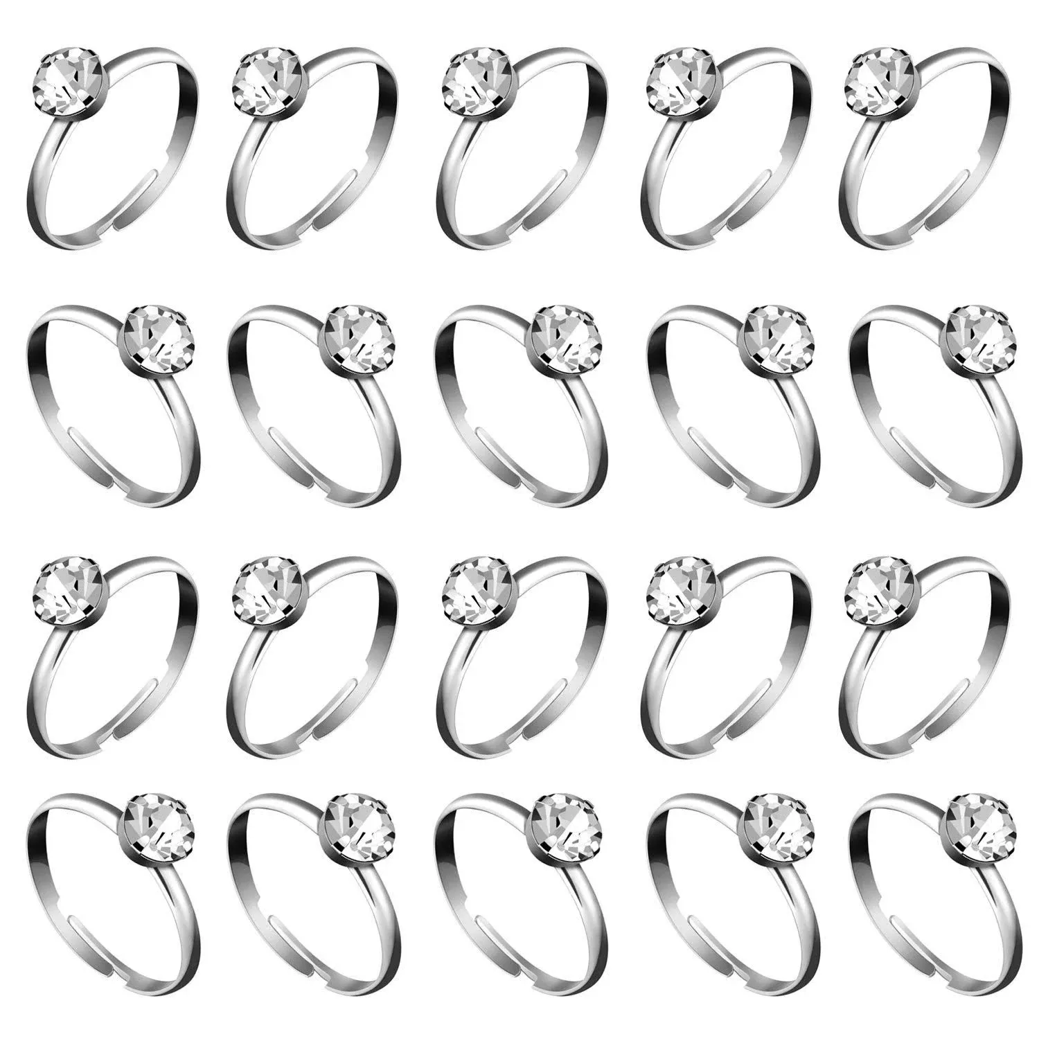 Whaline 36 Packs Diamond Engagement Rings Bridal Shower Rings for Wedding Tab...