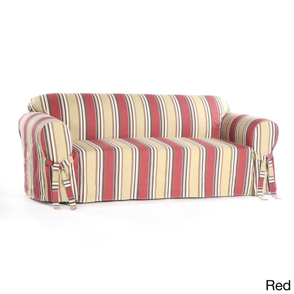 Classic Slipcovers Classic Stripe Sofa Slipcover - Red