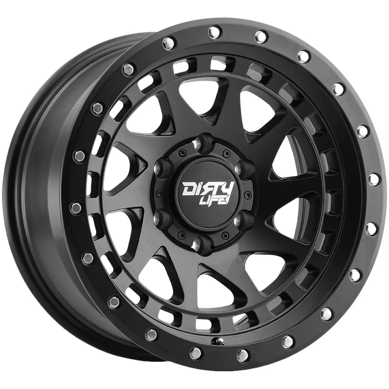 17&#034; Dirty Life Enigma Pro 17x9 Matte Black Simulated Ring 6x5.5 Wheel -38mm Rim