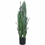 35in Artificial Snake Plant Faux Sansevieria Potted Plant, Artificial Plant w...