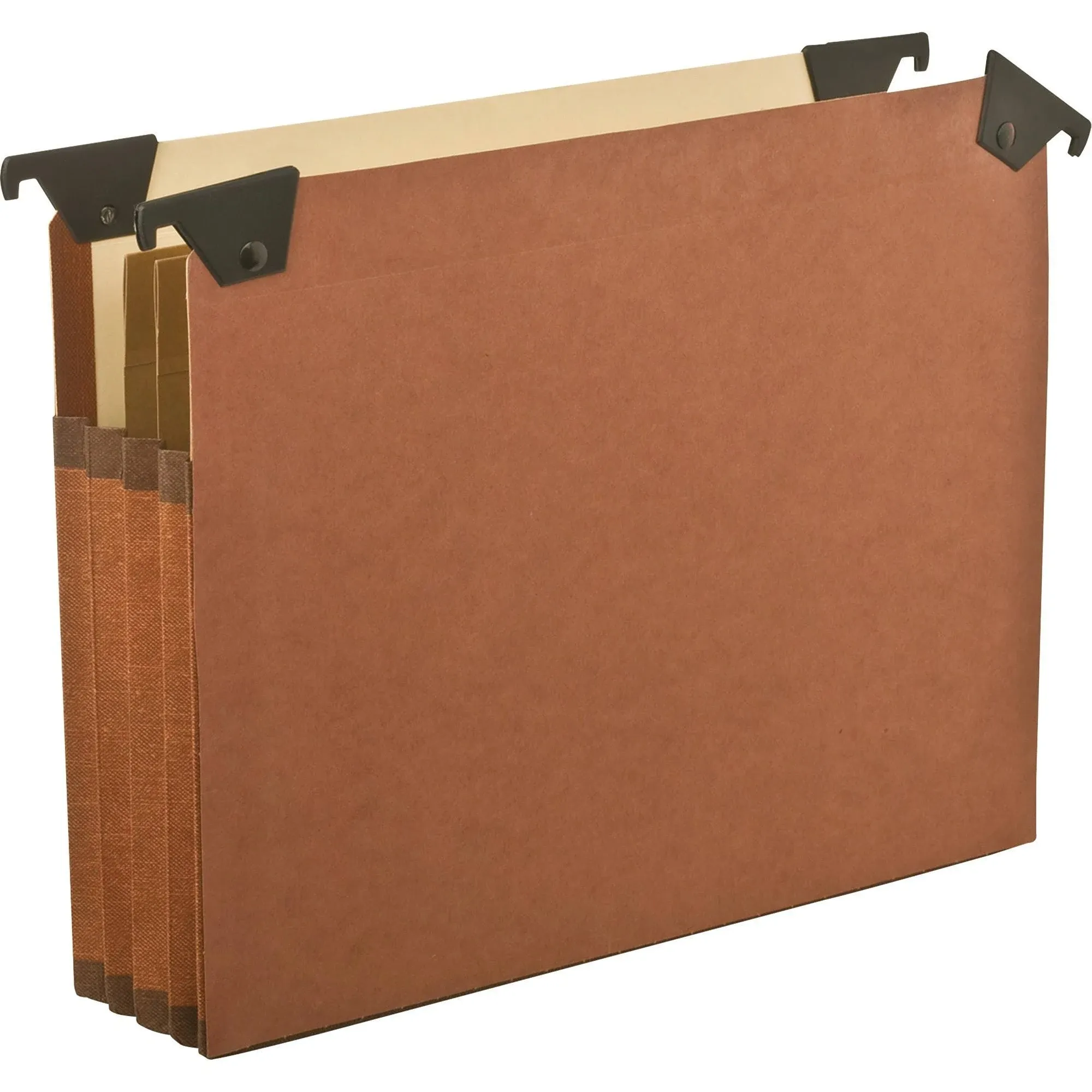 Pendaflex 3 1/2" Hanging File Pockets with Swing Hooks, 1/5 Tab, Letter, Brown, 5/Box