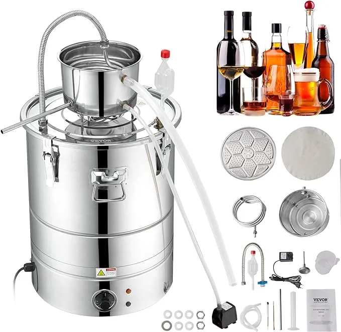 VEVOR Electric Alcohol Still 13Gal/50L,230V/60Hz, Alcohol Distiller, Distillery Kit for Alcohol include Pump & One-way Exhaust Valve & Thermometer