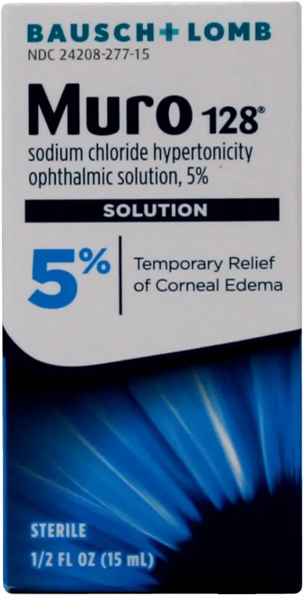 Bausch and Lomb Muro 128 Opthalmic Solution 5% 15mL for Temporay Relief of Corneal Edema (1 Box Only)