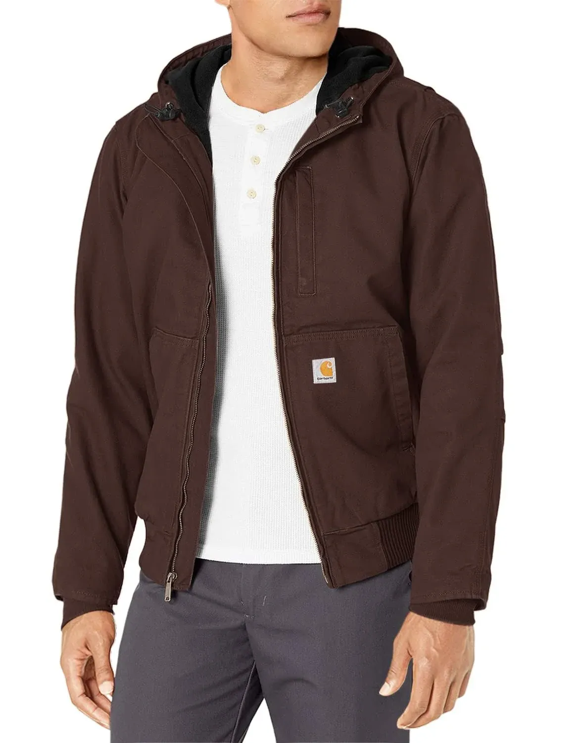 Carhartt Men's Full Swing Loose Fit Washed Duck Fleece-Lined Active Jacket