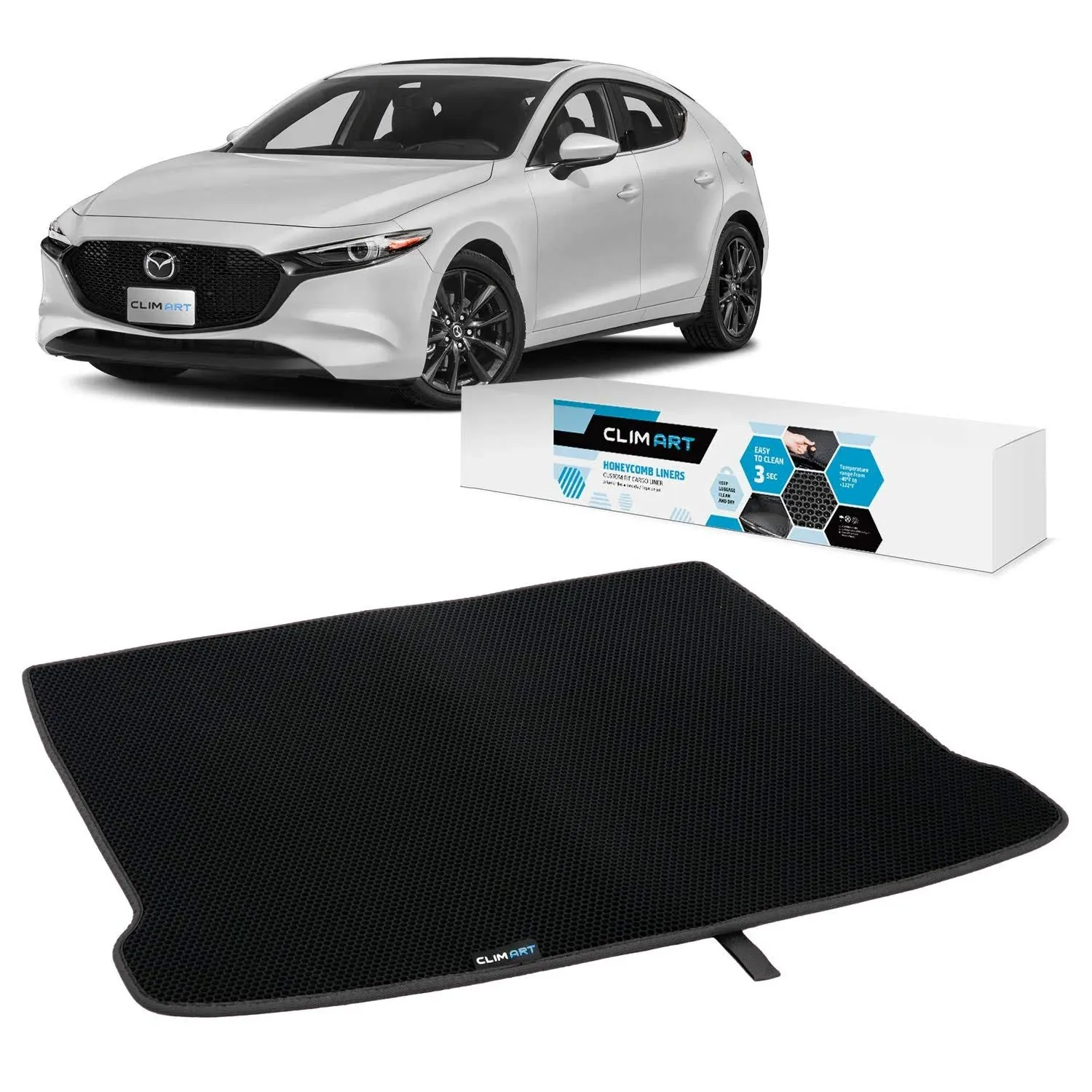 CLIM ART Cargo Liner for Mazda 3 2019-2024 Hatchback Black Trunk Mat  | eBay