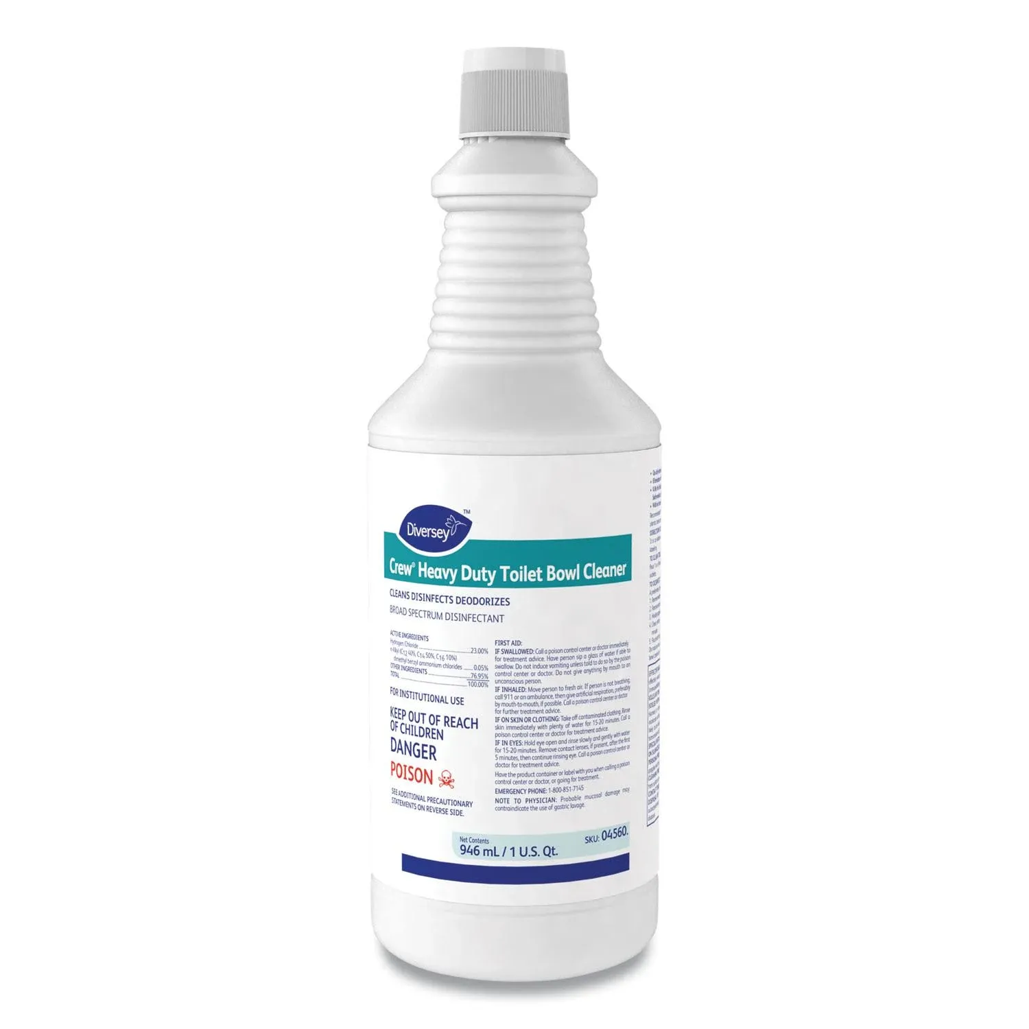 Crew Heavy Duty Toilet Bowl Cleaner, Minty, 32 oz Squeeze Bottle, 12/Carton
