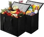 NZ Home XL Insulated Reusable Grocery Bags, Sturdy Zipper, Foldable (2 Pack)