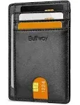 Buffway Slim Minimalist Front Pocket RFID Blocking Leather Wallets for Men Women