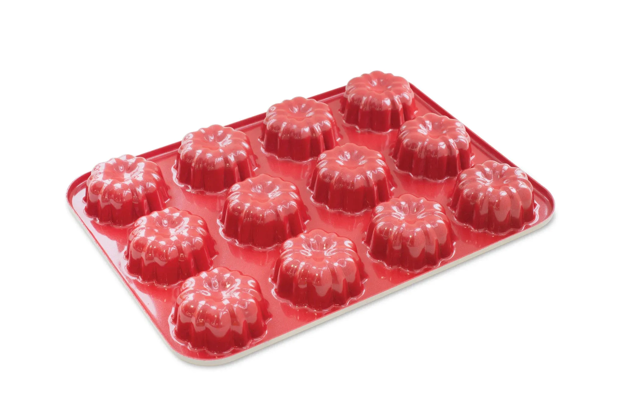 NORDIC WARE MINI BUNDT 12 CUPCAKE RED BAKING PAN MUFFINS NEW free ship