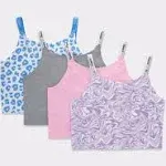 Hanes Originals Girls Crop Top Cami, Moisture-Wicking Cotton Stretch Tank, Assorted 4-Pack