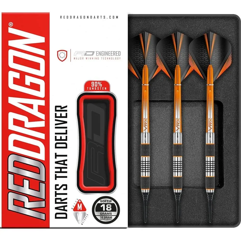 RED DRAGON Amberjack Series Softip Professional Darts 18 g Darts Set with Flights and Shafts