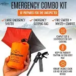 Emergency Sleeping Bag &amp; Tent Shelter, Stocking Stuffer! Combo Prepper kit 